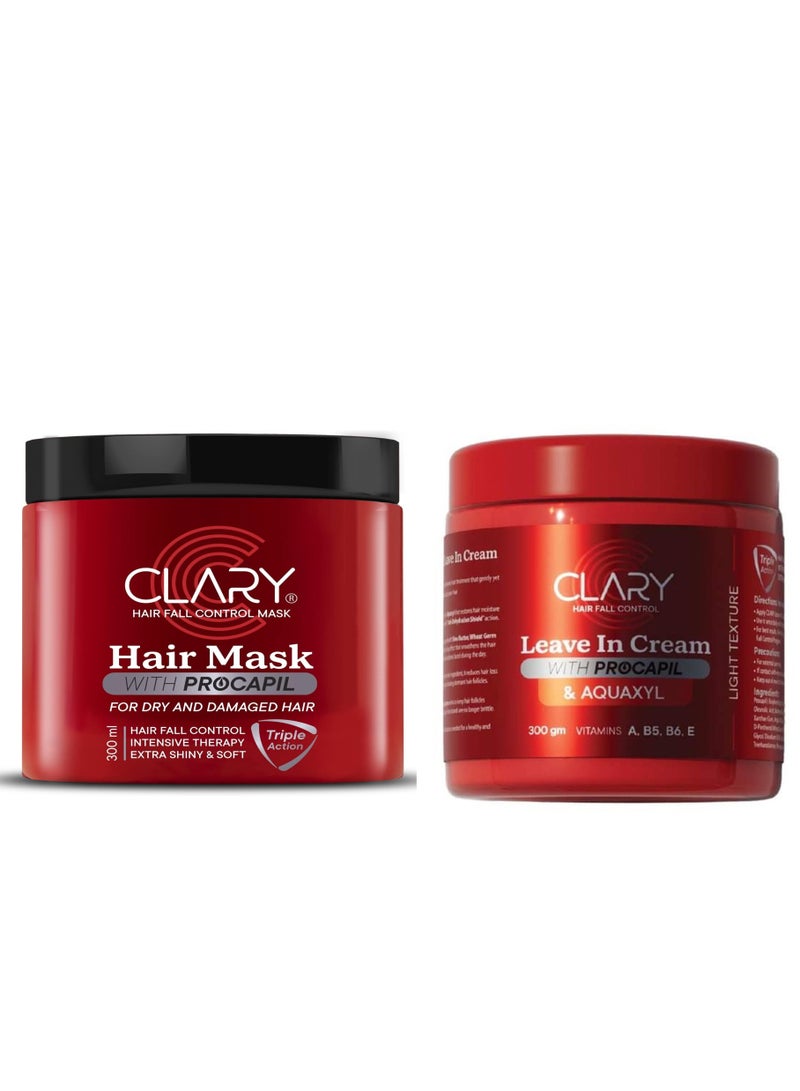 CLARY Clary Hair Fall Control Leave In Cream With Procapil & Aquaxyl +Clary Hair Mask With Procapil 600Ml