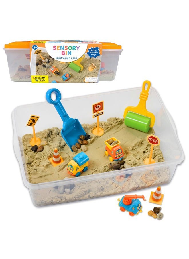 Creativity for Kids Sensory Bin: Construction Zone Playset Sandbox Truck Toys for Kids, 6279000 - Image 1