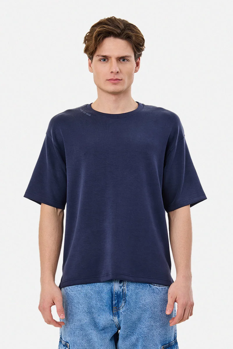 Snitch Navy Stretch Oversized T-Shirt for Men | Best Price UAE