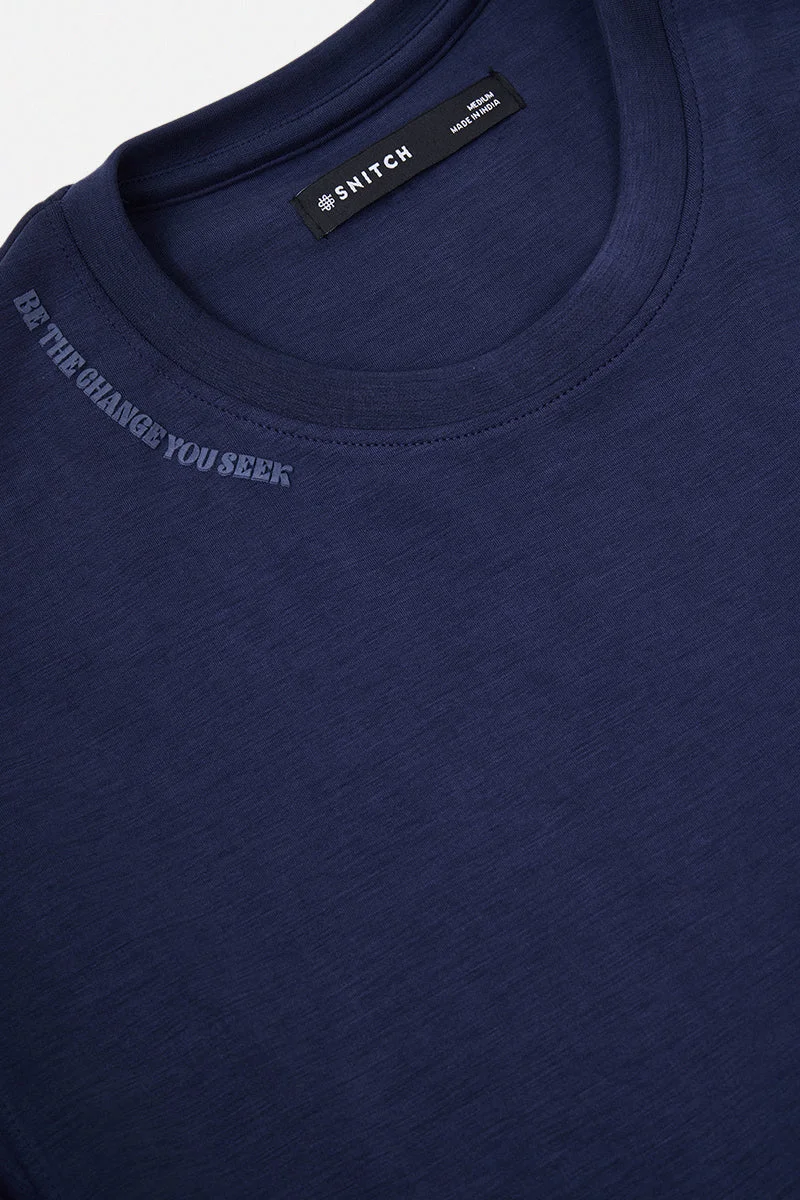 Snitch Navy Stretch Oversized T-Shirt for Men | Best Price UAE