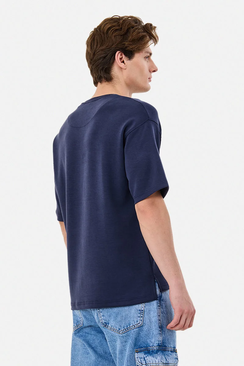 Snitch Navy Stretch Oversized T-Shirt for Men | Best Price UAE