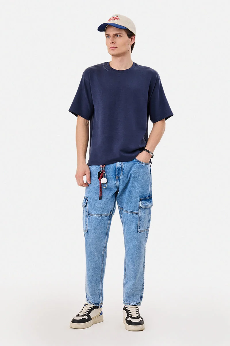Snitch Navy Stretch Oversized T-Shirt for Men | Best Price UAE
