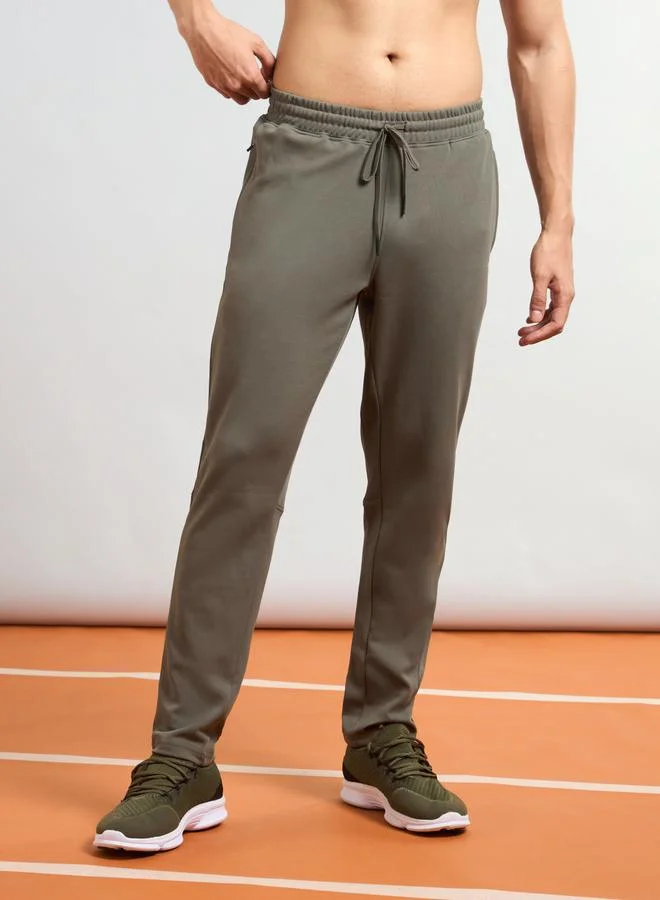 Technosport Technosport Men Green Solid 4-Way Stretch Track Pants