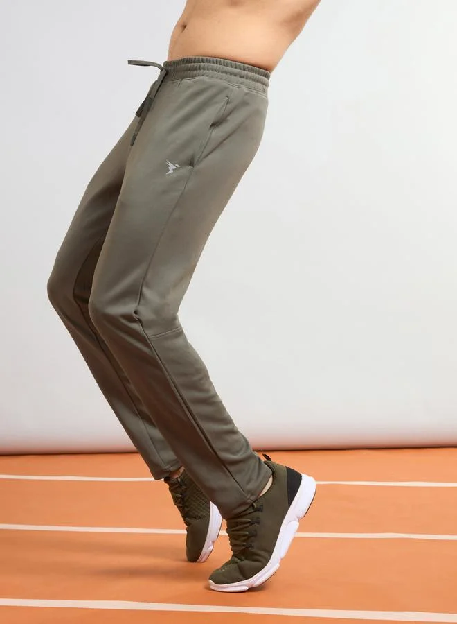 Technosport Technosport Men Green Solid 4-Way Stretch Track Pants