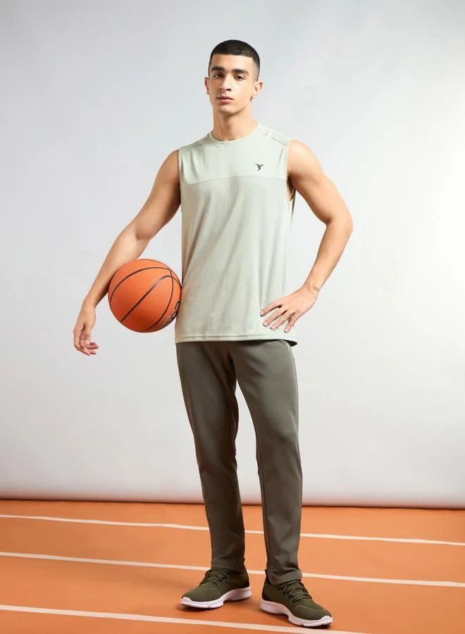 Technosport Technosport Men Green Solid 4-Way Stretch Track Pants