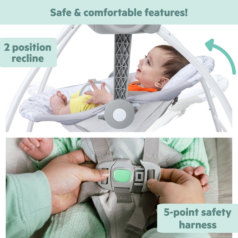 Bright Starts Disney Baby Winnie The Pooh Milestone Swing, Classic Pals, Foldable Design with Toys & Melodies, Unisex, Newborn+ (6 20 lbs) - Image 3