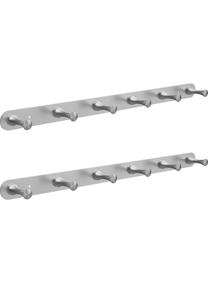 DGYB DGYB Set of 2 Coat Rack Wall Mount 6 Brushed Nickel Coat Hooks Wall Mount Stainless Steel 16 inch Towel Hanger for Bathroom Bedroom Mudroom Entryway - Image 1