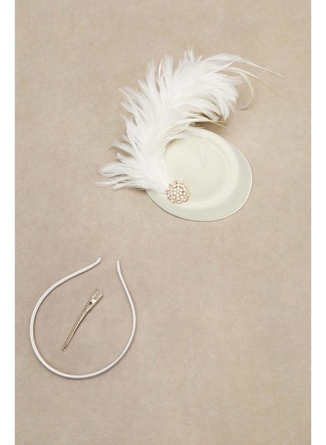 BABEYOND Tea Party Fascinator Hat for Women Kentucky Fascinators Derby Hat Pillbox Hat Hair Clip, White, One size - Image 3