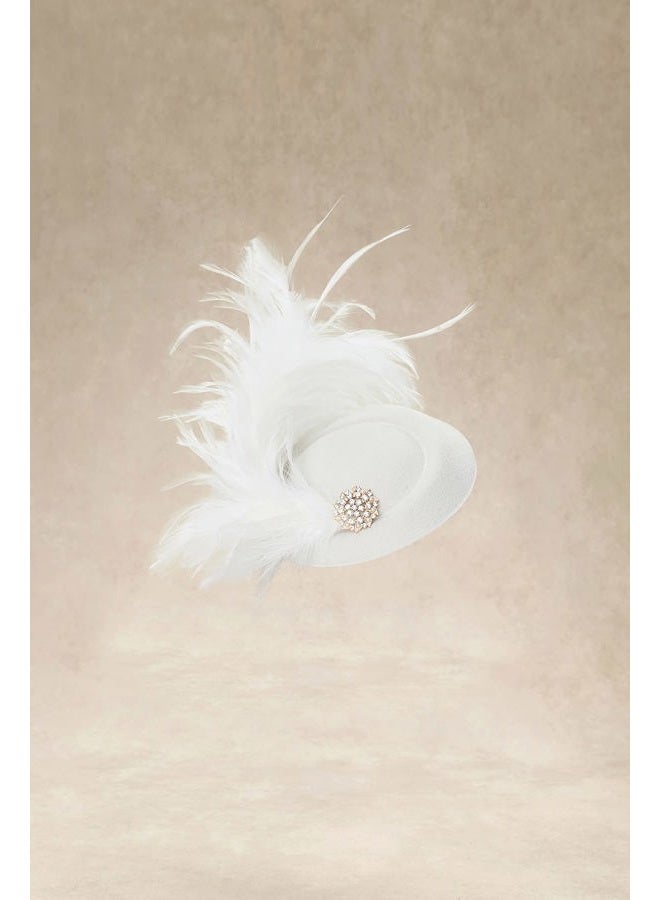 BABEYOND Tea Party Fascinator Hat for Women Kentucky Fascinators Derby Hat Pillbox Hat Hair Clip, White, One size - Image 2