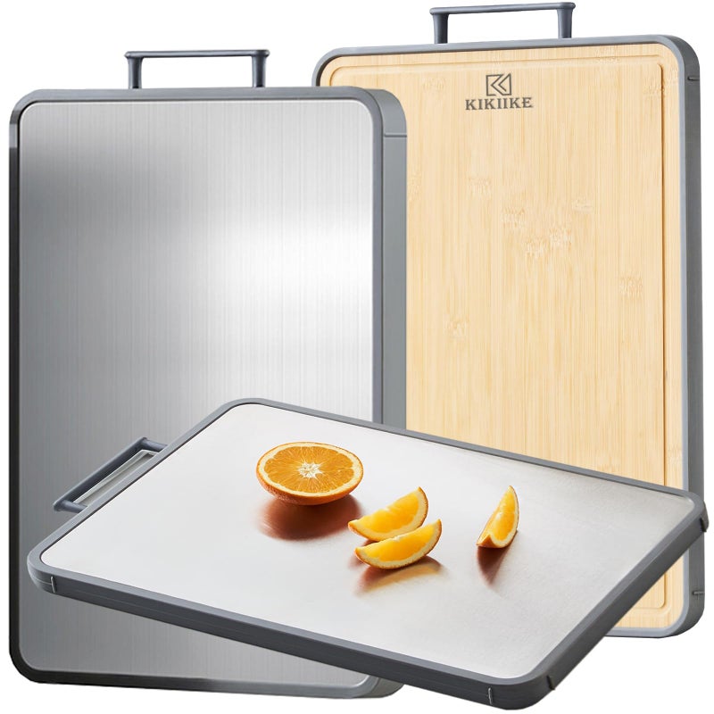 Titanium Cutting Board Double Sided Bamboo Cutting Board for Kitchen Double Sided Food Grade Pure titanium  Bamboo Cutting Boards NonStick Durable and easy to clean