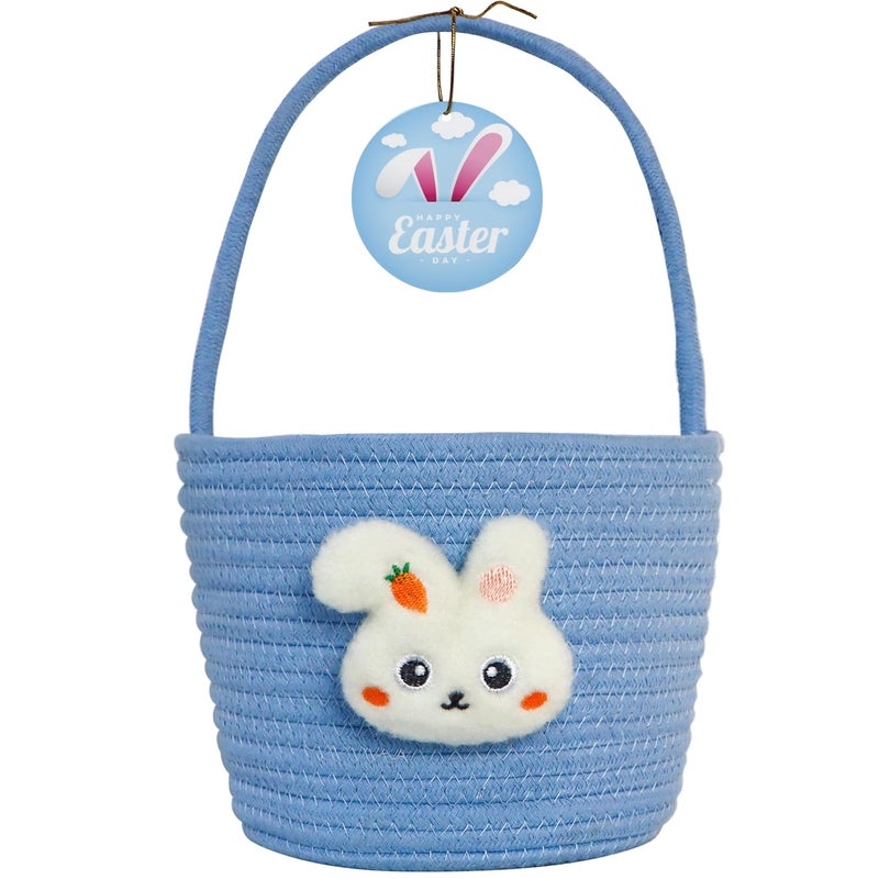 XENTUMI Easter Basket Easter Baskets for Kids Baby Easter Basket with Handle Empty Bunny Egg Basket Easter Baskets for Boys Girls Toddler Babies Infant Easter gifts basket Personalized - Image 2