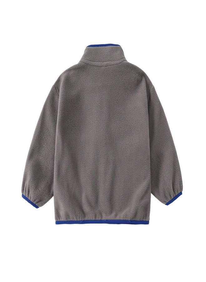 YAGATA Toddler Fleece Jackets Baby Boys Girls Light Sherpa Fall Winter Coats Long Sleeve Polar Collar Jacket for Little Kids 3-4T Gray 110 - Image 3