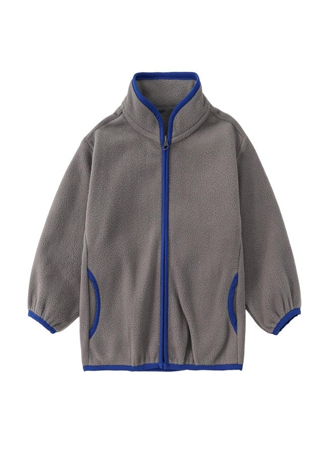 YAGATA Toddler Fleece Jackets Baby Boys Girls Light Sherpa Fall Winter Coats Long Sleeve Polar Collar Jacket for Little Kids 3-4T Gray 110 - Image 1