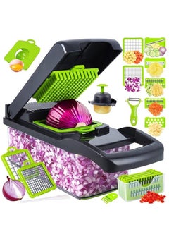 RAQTA Vegetable Chopper, Pro Onion Chopper, 14 in 1 Multifunctional Food Chopper with 8 Blades, Kitchen Vegetable Slicer Dicer Cutter with Container  - Image 1
