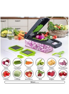 RAQTA Vegetable Chopper, Pro Onion Chopper, 14 in 1 Multifunctional Food Chopper with 8 Blades, Kitchen Vegetable Slicer Dicer Cutter with Container  - Image 2