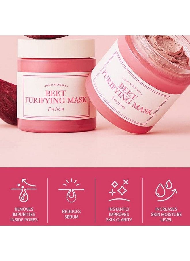 I'M FROM I’M From Beet Purifying Mask Deep Moisturizing Washoff Clay Mask1.5% Red Beet Enzyme Clean The Pores And Control Sebum Soothing Effect For Dry Dull Sensitive Skin 3.88Oz (110G)  - Image 3