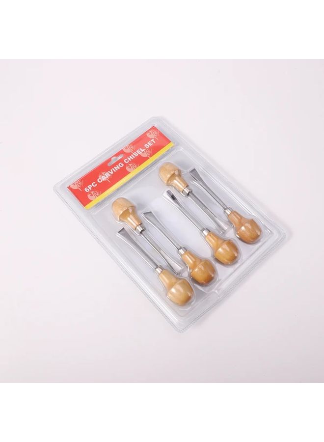 6pcs Wood Carving Chisel Set High Carbon Steel Handcrafted Engraving Tools For DIY Woodworking - Image 1