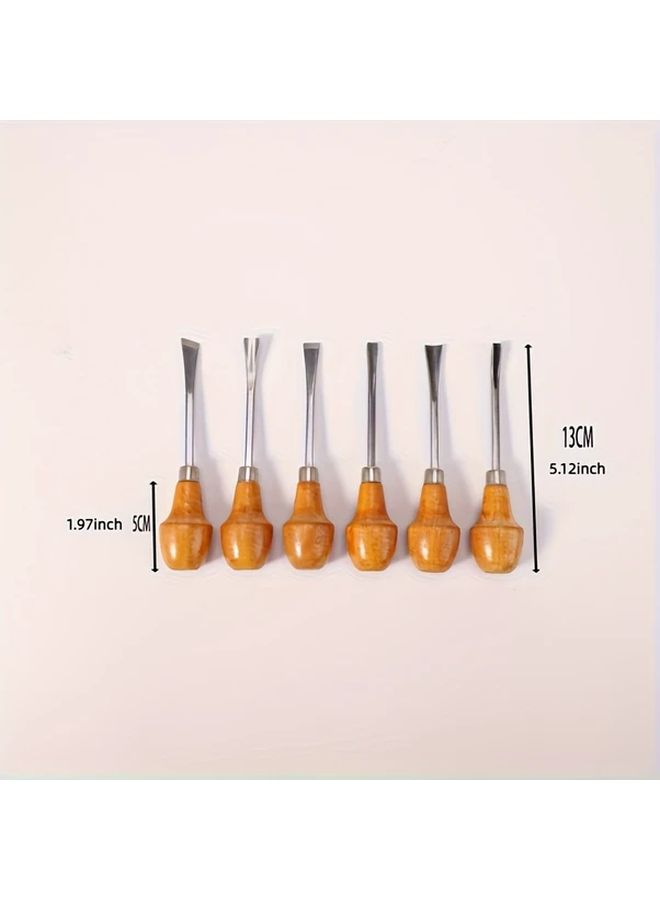 6pcs Wood Carving Chisel Set High Carbon Steel Handcrafted Engraving Tools For DIY Woodworking - Image 3