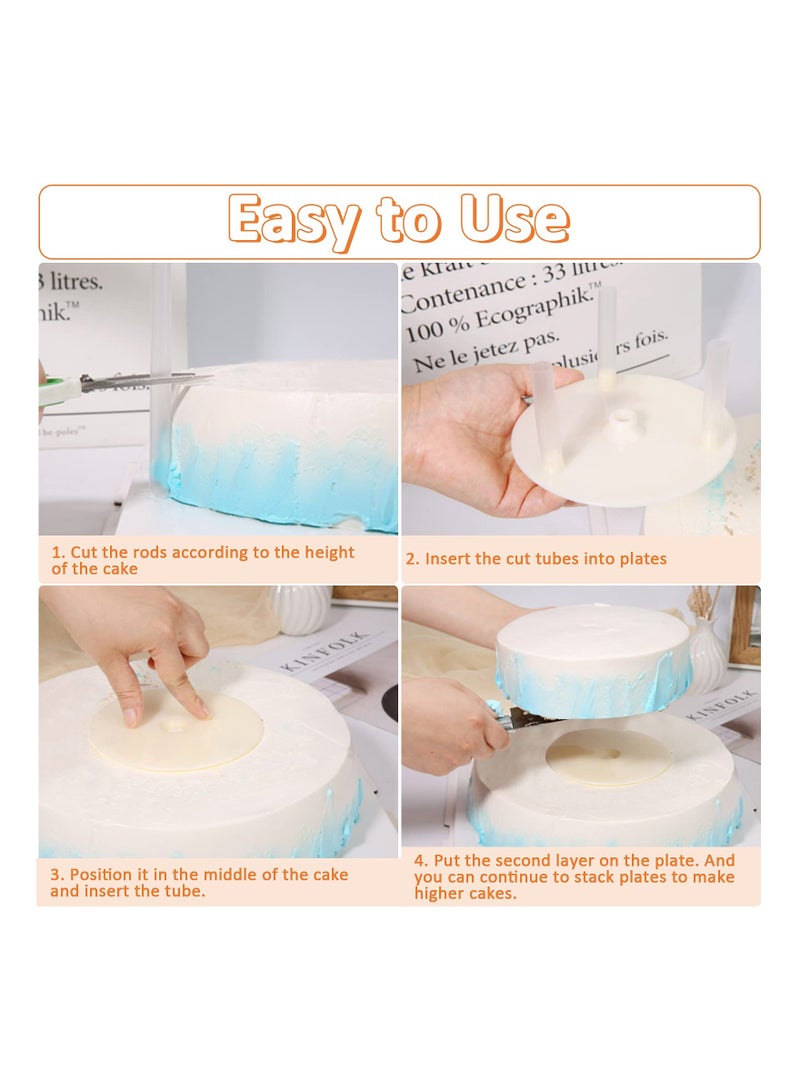 SOLARAE Tiered Cake Support Set - Includes Plastic Cake Dowels, White Cake Stand Sticks, and 3 Cake Boards for Stacking and Constructing Multi-Tiered Cakes. Perfect for Cake Decorating! - Image 3
