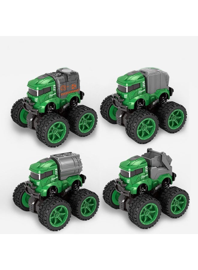 HALAMODO 【4PCS Sanitation Pull-Back Vehicles Set】Kids Inertia Engineering Toy Trucks | Vacuum Truck/Compactor Truck/Water Tanker Truck/Articulated Boom Truck Simulation Models | Environmental Education Toys For Boys & Girls Aged 3+ | Durable & Safe ABS Material | Front-Wheel Drive Rear-Wheel Slide Inertia System | Smooth & Rounded Edges | Movable Joints For More Fun | Develop Cognitive Ability + Hands-On Skill + Social Skill | Battery-Free Eco-Friendly Design | Perfect For City Cleaning Role Play - Image 1