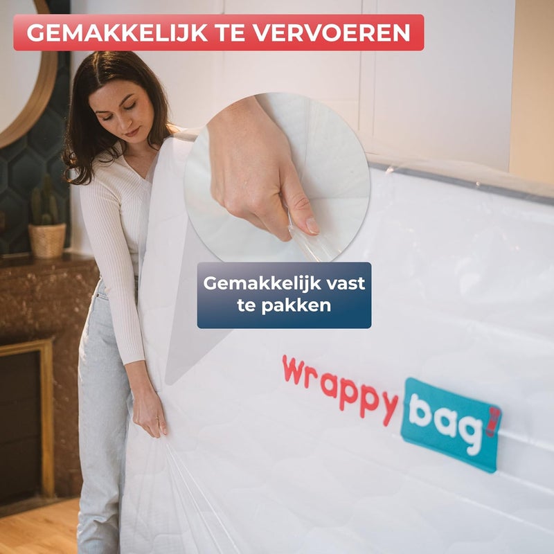 Wrappybag رابي باغ – حقيبة فراش بلاستيكية واقية — كينغ أوروبي 160 × 200 سم — حقيبة تخزين متينة — للانتقال والتخزين والشحن - Image 5