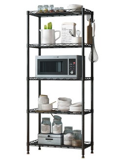 BLOOMING TIME 5 Layers Of Adjustable Storage Shelves, Without Wheels, Simple Installation, Adjustable Height, Black  - Image 1