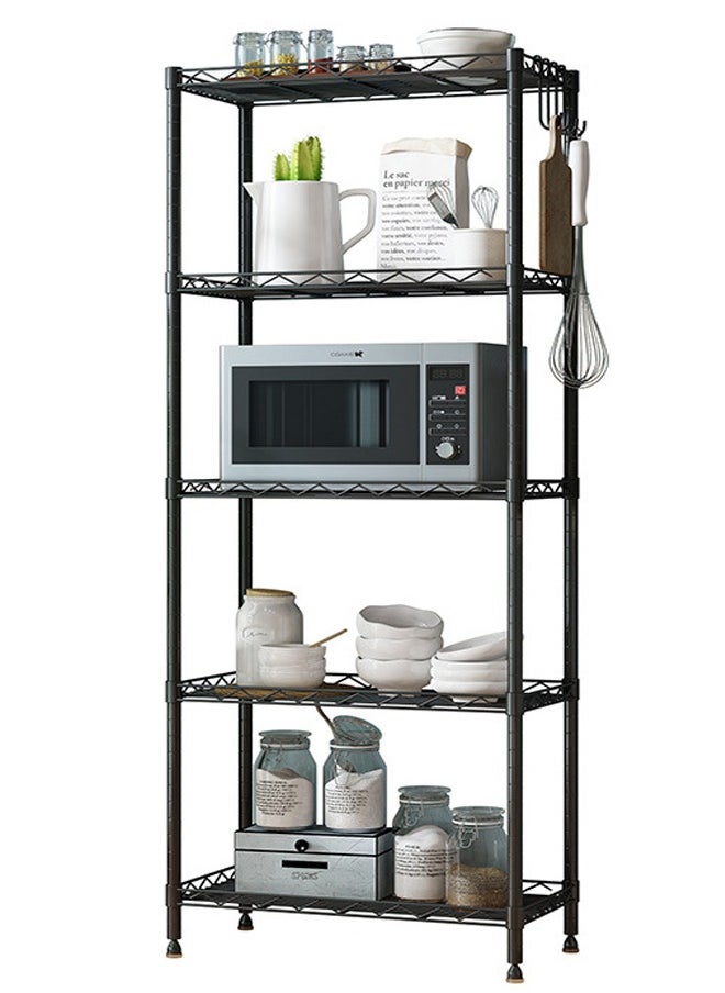 BLOOMING TIME - 5 Layers Of Adjustable Storage Shelves, Without Wheels, Simple Installation, Adjustable Height, Black - Image 1