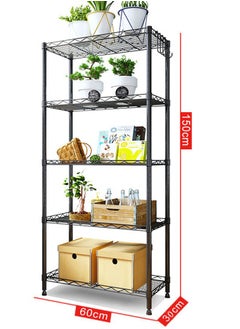 BLOOMING TIME 5 Layers Of Adjustable Storage Shelves, Without Wheels, Simple Installation, Adjustable Height, Black  - Image 2
