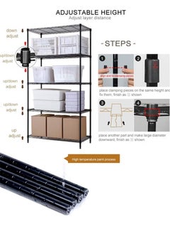 BLOOMING TIME 5 Layers Of Adjustable Storage Shelves, Without Wheels, Simple Installation, Adjustable Height, Black  - Image 4