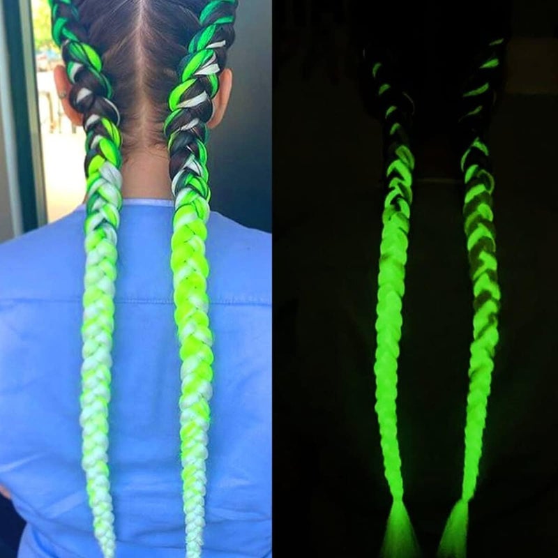 KARLOR Braids Extensions Glow in the Night Fluorescent Braids Synthetic Hair Extensions Jumbo Braids Hair Braiding Hair Kanekalon Braiding Hair for Crochet Twist Braiding Hair (60cm,pink) - Image 5