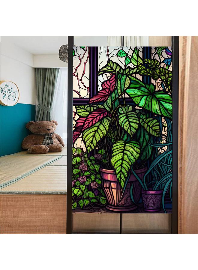 الأزرق جي دبليو BL112 -170 زهرة البحر ملصق زجاج إلكتروستاتيكي PVC ملصق نافذة خالي من الغراء ملصق زجاج نافذة ديكور المنزل - Image 1