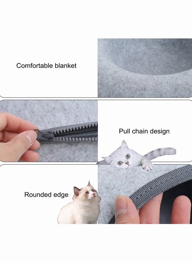 Generic - Donut Cat Tunnel Bed Pets House Natural Felt Pet Cat Cave Toys Round Wool Felt Pet Bed For Small Dogs Cat Interactive Play Toy 1 pc(Light grey) - Image 1