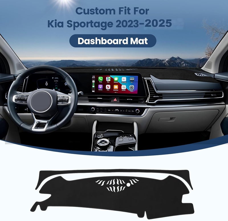 Rilsen Dashboard Cover Mat Custom Fit for 2023 2024 2025 Kia Sportage Dash Cover Nonslip Dash Mat Protector Sunshade No Glare Black - Image 2