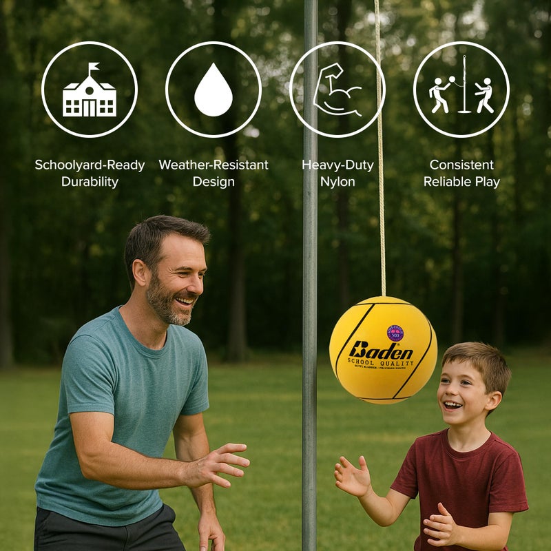 Baden School Quality Tetherball Set | Soft-Touch Tetherball Ball with Durable Rope | Ideal for Schoolyards and Playgrounds - Image 4