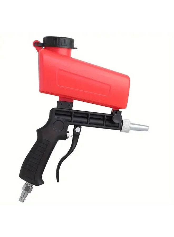 Red Pneumatic Sandblast Gun 90PSI Adjustable Handheld Air Blaster with Container for Industrial DIY Use - Image 4