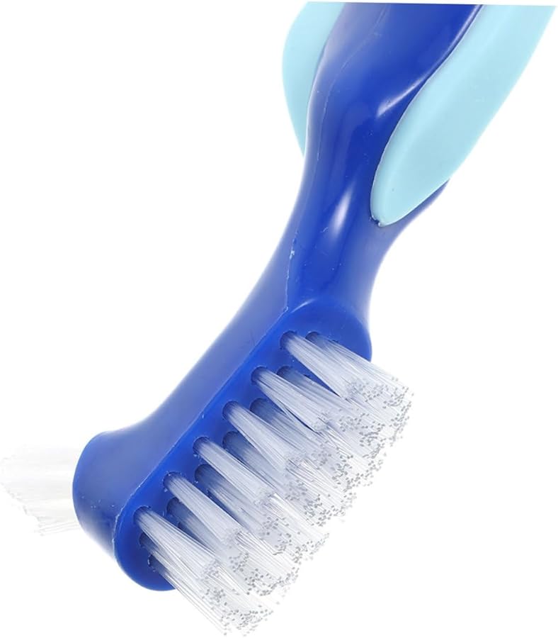 2Pcs Double Sided Denture Brush Ergonomic Easy Grip Handle for False Teeth Cleaning Seniors Travel - Image 4