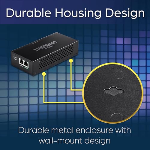 TRENDnet Gigabit PoE++ Injector, Convert A Non-PoE Port To A PoE++ Gigabit Port, PoE (15.4W), PoE+ (30W), Or PoE++ (95W), Up to 100m (328 ft), Integrated Power Supply, Black, TPE-119GI - Image 2