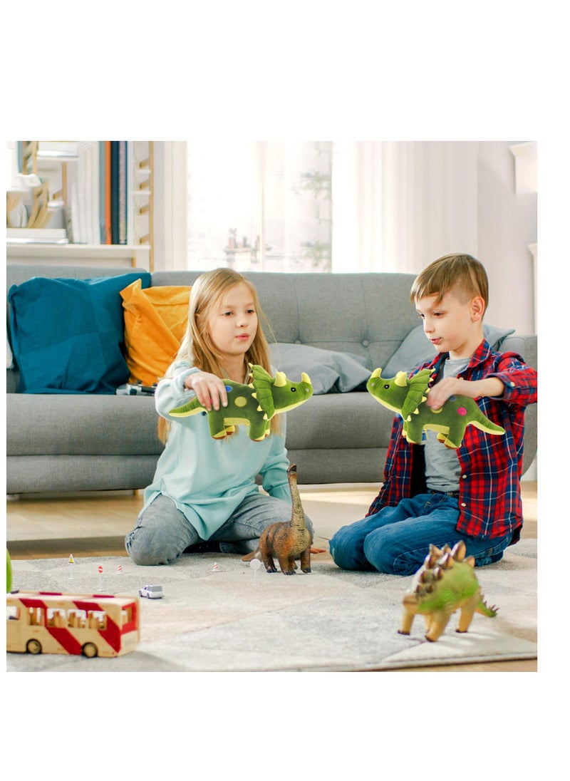 SYOSI Dinosaur Plush Toy, 16" Stuffed Animal Triceratops Throw Plushie Pillow Doll Soft Green Fluffy Friend Hugging Cushion Present Soft Plush Stuffed Animal Dino Plushie for Every Age & Occasion  - Image 2