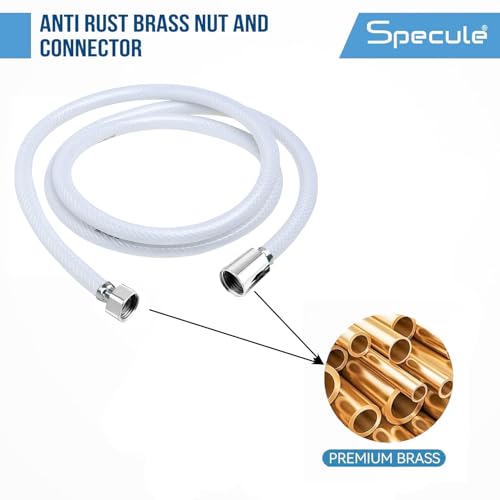 Specule 1.5 Meter PVC High Pressure Flexible Tube Shower Hose Pipe/Hand Shower Pipe/Health Faucet Tube Jet Spray Pipe (Chrome) (Brass Parts) - Image 5