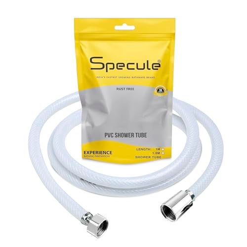 Specule 1.5 Meter PVC High Pressure Flexible Tube Shower Hose Pipe/Hand Shower Pipe/Health Faucet Tube Jet Spray Pipe (Chrome) (Brass Parts) - Image 1