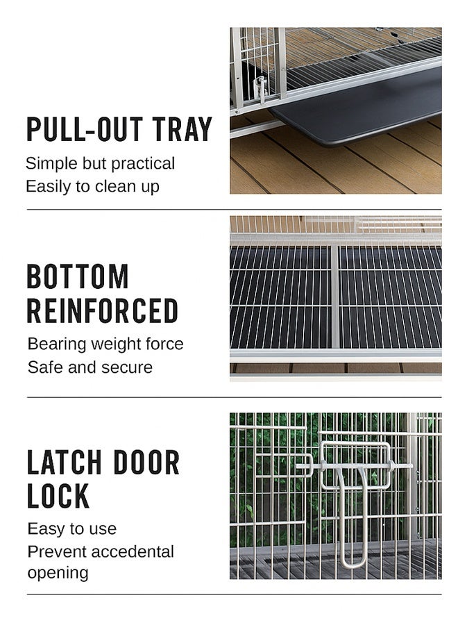 زي سي إم - هابي قفص طيور معدني مربع داخلي واسع للحيوانات الأليفة مع صينية قابلة للسحب - Image 5