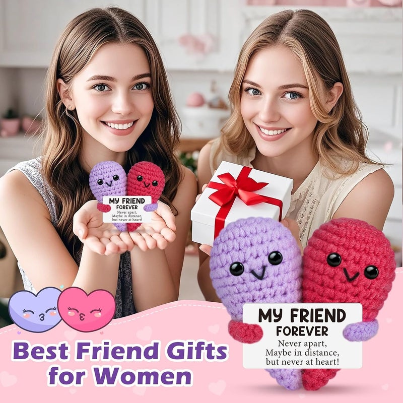 Happy Threads Best Friend Heart Pair Plush with Friendship Message Card, Handmade Crochet Best Friend Keepsake, Cute Desk & Shelf Décor, Friendship Gift for Best Friends & Long-Distance Friends - Image 5