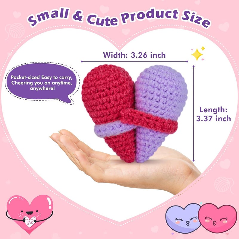 Happy Threads Best Friend Heart Pair Plush with Friendship Message Card, Handmade Crochet Best Friend Keepsake, Cute Desk & Shelf Décor, Friendship Gift for Best Friends & Long-Distance Friends - Image 4