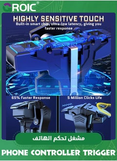 GROIC مشغلات ألعاب الهاتف المحمول لهواتف iPhone/Android، عصا التحكم الحساسة لألعاب إطلاق النار ومشغل إطلاق النار لـ PUBG، COD، Fortnte، مع ضوء RGB ووظيفة اهتزاز التصوير، زمن انتقال صفر، 4 أوضاع انفجارية  - Image 5