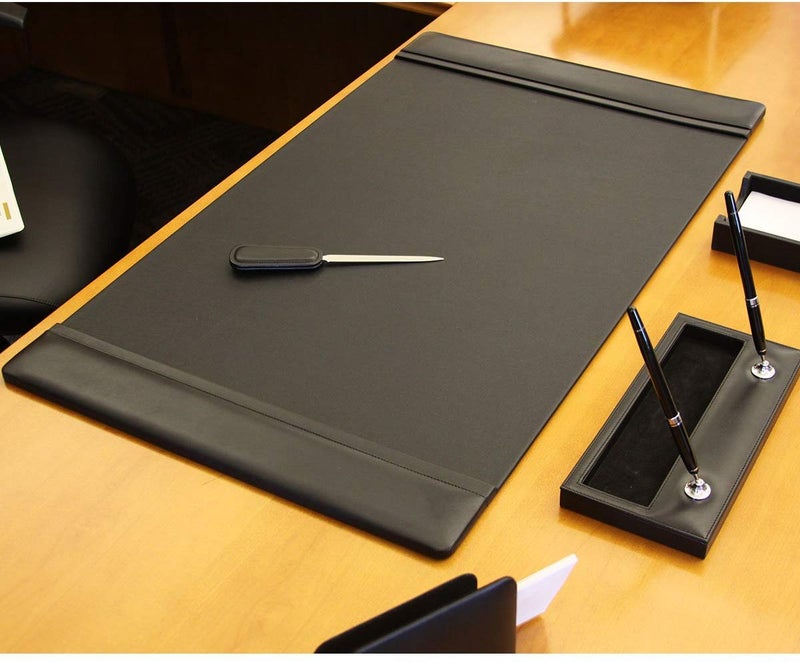 NJ Leather Office & Home Desk Blotter – Gaming Mouse Pad Protector, Black: 22x14 Inches - Image 2