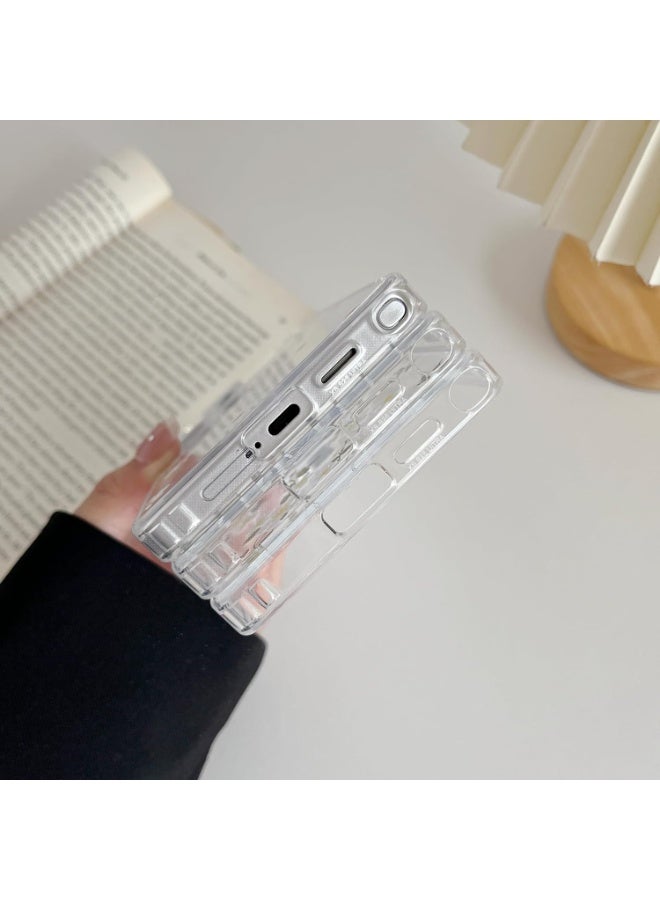 جراب مغناطيسي لهاتف Samsung Galaxy S25 Ultra 5G، جراب شفاف بنمط زهور، متوافق مع الشحن اللاسلكي Magsafe، غطاء حماية ناعم - زهور بيضاء كبيرة - Image 4