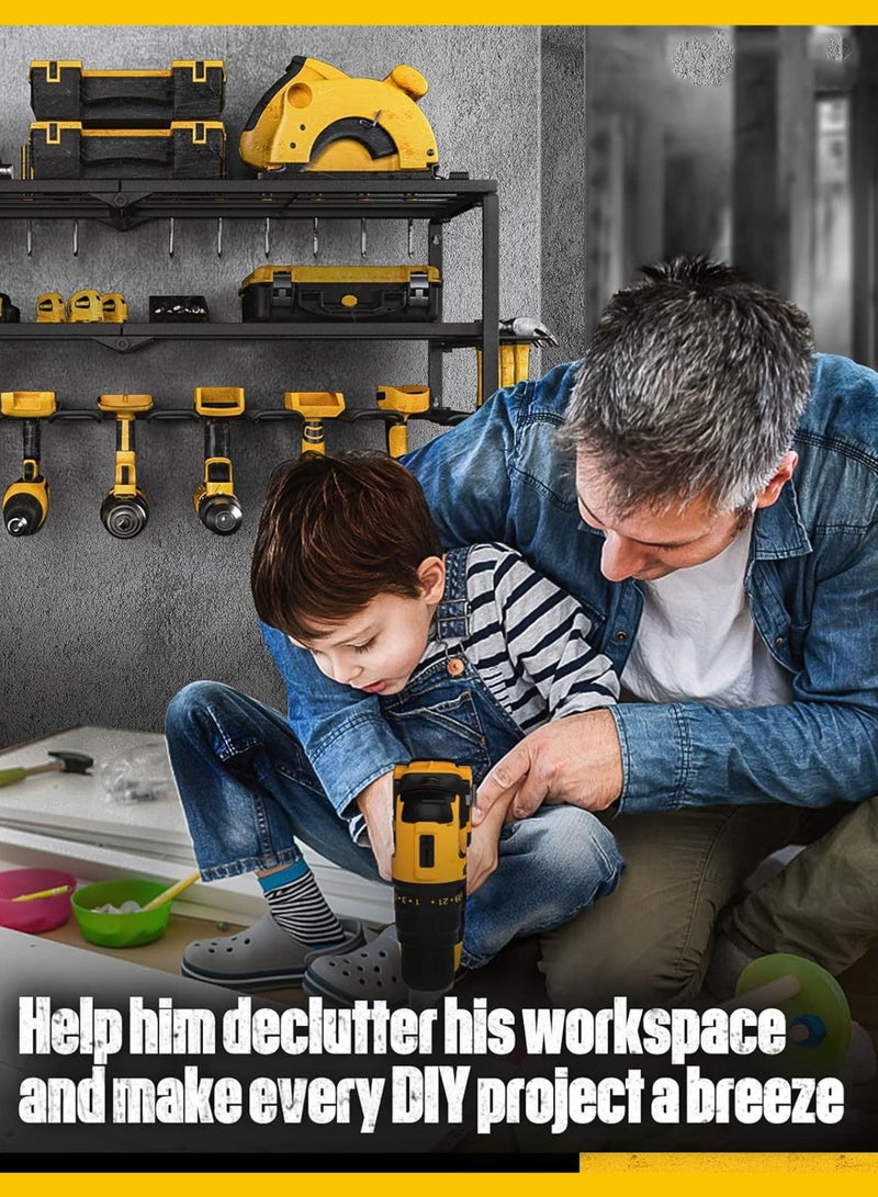 ويمارت منظم أدوات كهربائية بأرفف عالية الارتفاع، رف أدوات جداري كبير 26 بوصة يتحمل وزن 150 رطلاً، وحدة تخزين معدنية شديدة التحمل لـ 7 مثاقب لاسلكية، حامل بطاريات قابل للتكديس لورشة العمل في المرآب - Image 5