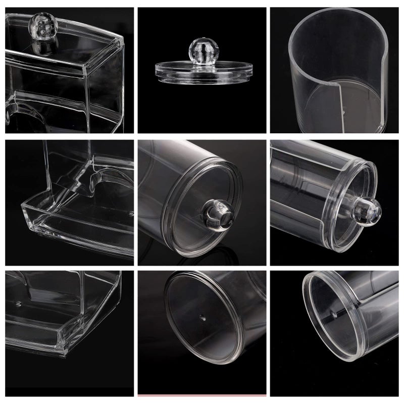 Tbestmax Bathroom Organizer Accessories Set-10 OZ,7 OZ Qtips Holder Storage with Clear Plastic Lids, Cotton Ball/Swabs Dispenser, Apothecary Container Jar 3 Pcs - Image 4