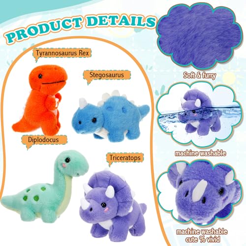 LaRandom 5 Pcs Dinosaur Plush Toys Set with Carry House 4 Small Stuffed Dinosaurs and Playmat Bag for Dino Birthday Party Favors Goodie Bag Fillers Stocking Stuffers Classroom Prize Gifts - Image 5