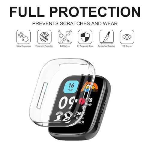 Wisely Protective Case Cover Compatible Redmi Watch 3 Active SmartWatch Full Screen Protector Soft Case HD Clear, Transparent - Image 3